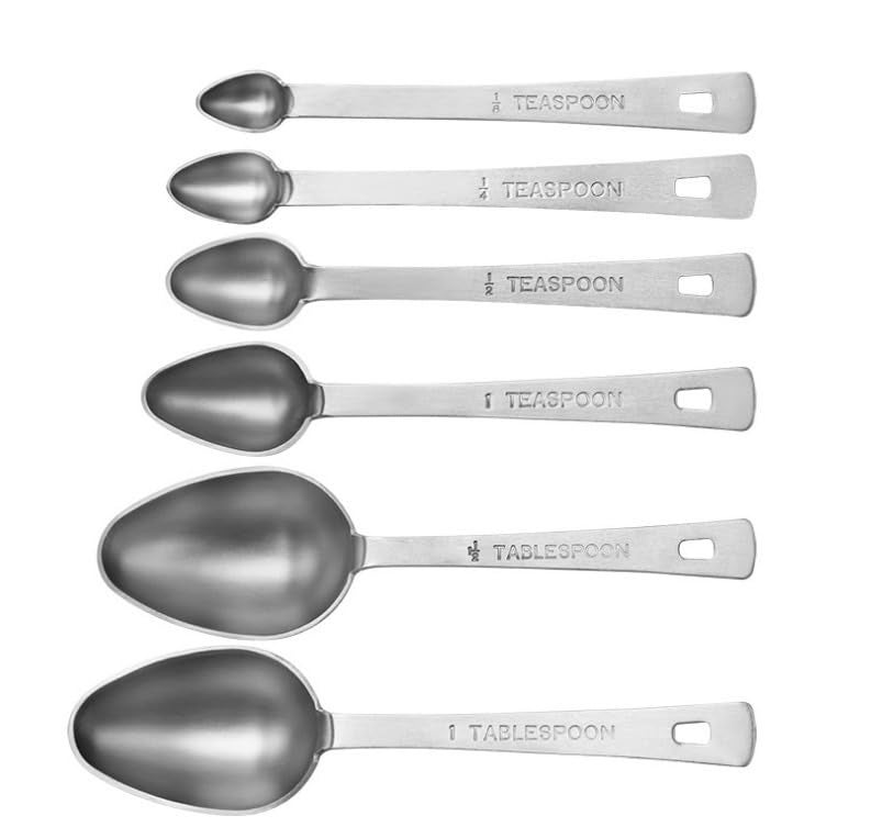 MaruHub 6Pcs Stainless Steel Measuring Spoons Set, 18/8 Durable Kitchen Measuring Cups with US & Metric Markings, Nesting Round Spoons for Baking, Cooking, Coffee & Spices - Image 3