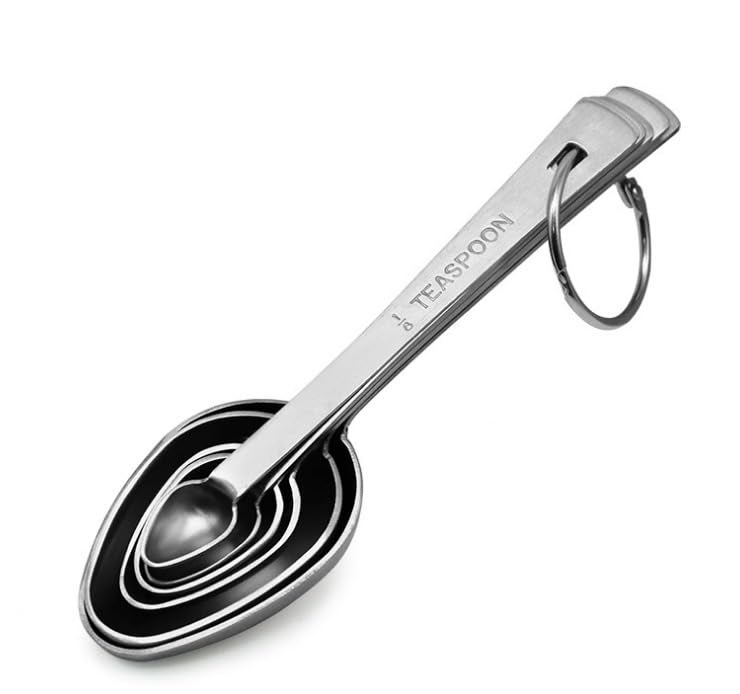 MaruHub 6Pcs Stainless Steel Measuring Spoons Set, 18/8 Durable Kitchen Measuring Cups with US & Metric Markings, Nesting Round Spoons for Baking, Cooking, Coffee & Spices - Image 2