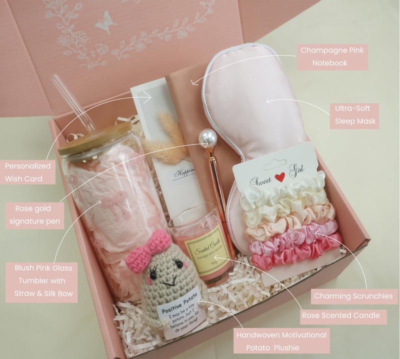 CASTATEO Pink Birthday Gifts for Teen Girls,Inspirational Gifts Basket for Her, Cute Bow Theme Birthday Gifts for Women, Friendship Gifts for Daugther/Sister/Friend /Besiteï¼ˆPink &Bow) - Image 4