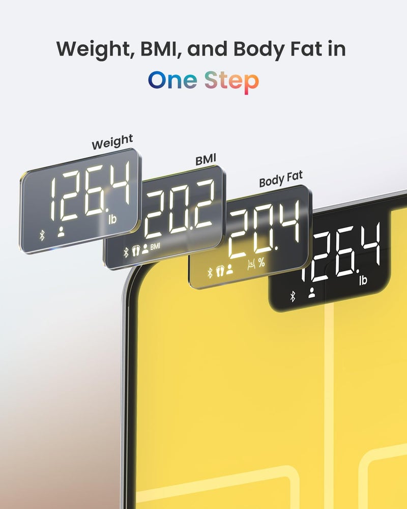 RENPHO RENPHO Smart Scale for Body Weight, Fitness Equipment with RGB Lighting, Rechargeable Scale with BMI, Body Fat, Muscle Mass, Color Changing Scale, FSA HSA Eligible, Elis Chroma  - Image 4