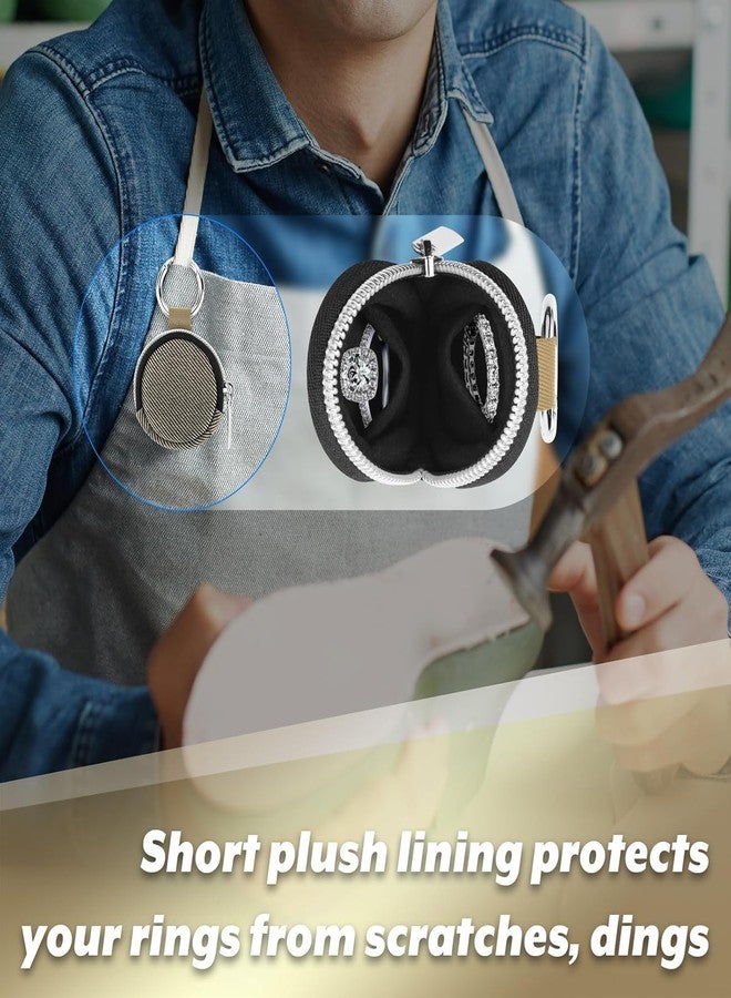 Homakover Portable Ring Organizer Case with Keychain, Traveling Ring Holder Storage Bag, Anti-Lost Keychain Container for Rings, Jewelry (2, Golden) - Image 5