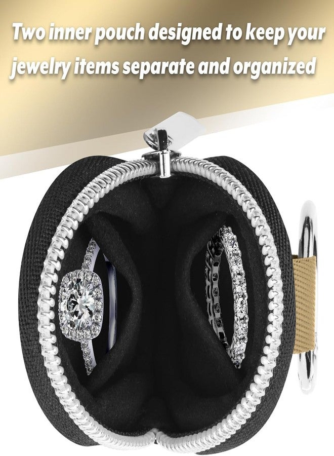 Homakover Portable Ring Organizer Case with Keychain, Traveling Ring Holder Storage Bag, Anti-Lost Keychain Container for Rings, Jewelry (2, Golden) - Image 4