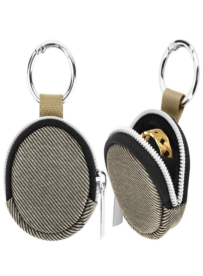 Homakover Portable Ring Organizer Case with Keychain, Traveling Ring Holder Storage Bag, Anti-Lost Keychain Container for Rings, Jewelry (2, Golden) - Image 1