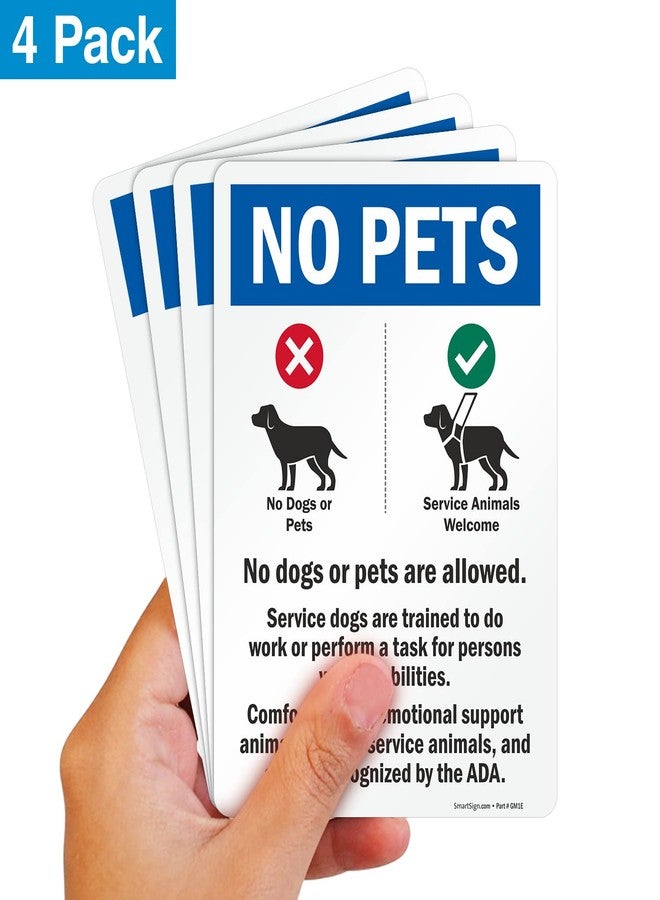 SmartSign (4-Pack) 7" x 5" 'No Pets No Dogs Or Pets Allowed, Comfort/Emotional Support Animals' Sticker Labels with Dog Symbols, 5 mil Laminated Polyester with SuperStick Adhesive, USA-Made - Image 2