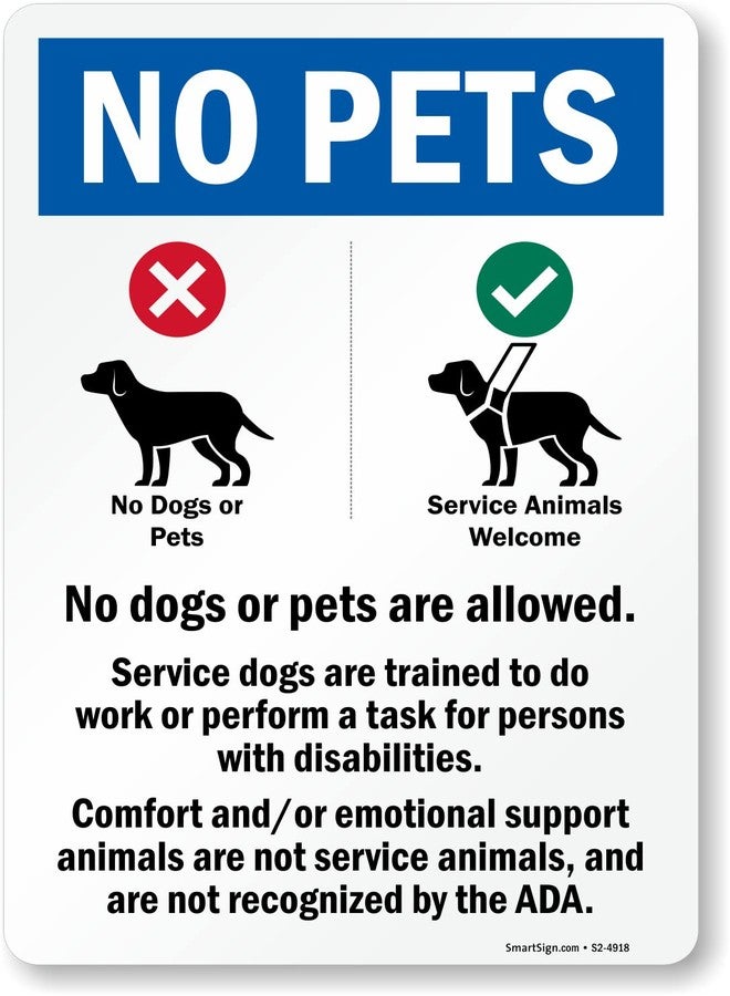 SmartSign (4-Pack) 7" x 5" 'No Pets No Dogs Or Pets Allowed, Comfort/Emotional Support Animals' Sticker Labels with Dog Symbols, 5 mil Laminated Polyester with SuperStick Adhesive, USA-Made - Image 3