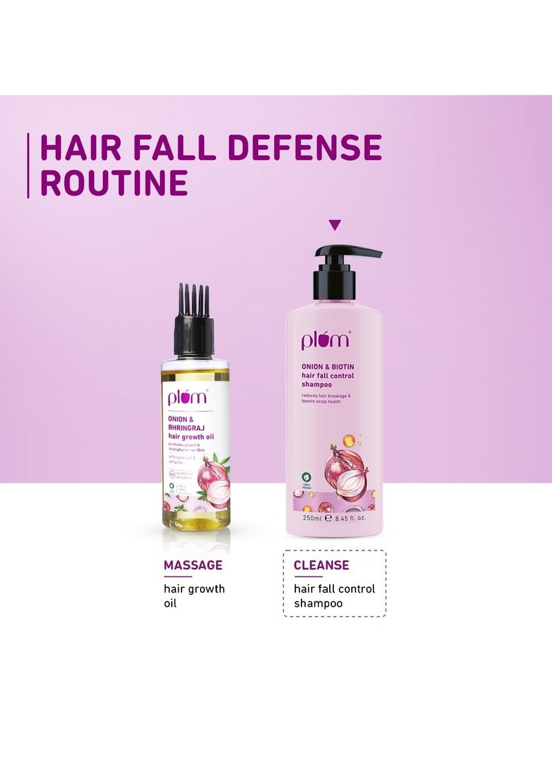 Plum - Onion and Biotin Shampoo for Hairfall Control | Paraben Free | Enriched with Onion Extract, Biotin, D-Panthenol | Boosts Scalp Health | 250 ml - Image 1
