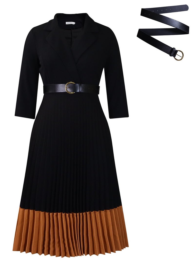 Shougu Suit Collar Fashionable And Elegant Pleated Dress  - Image 1