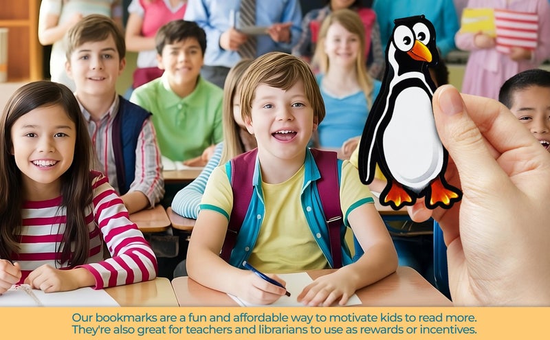 Fun-N-Nuf Penguin Clip Bookmarks for Kids Students Cool Cute Animal Set of 10 Bulk Bookmark Funny Wacky Classroom Reading Incentives Library Rewards Novelty Party Favors Fun Prizes for Summer Reading Programs - Image 2