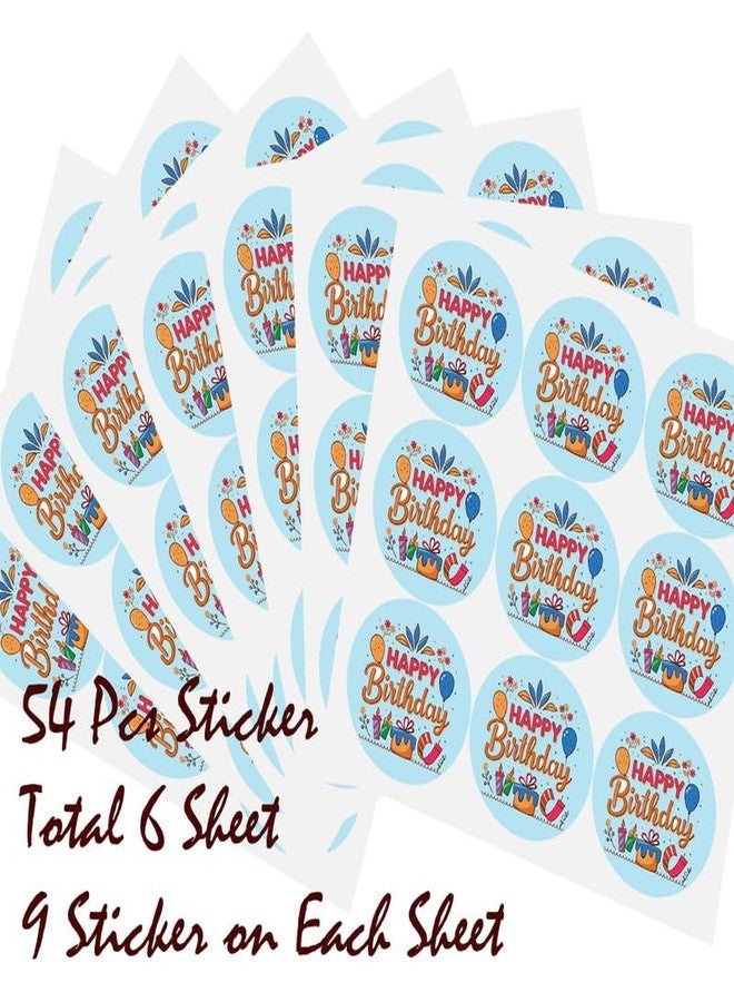 SLGIFT Vinyl Happy Birthday Theme Sticker, Self-Adhesive Vinyl Stickers, 54 Pieces, 2 x 2 Inches Round Sticker, 9 Unique Designs, R051 - Image 4