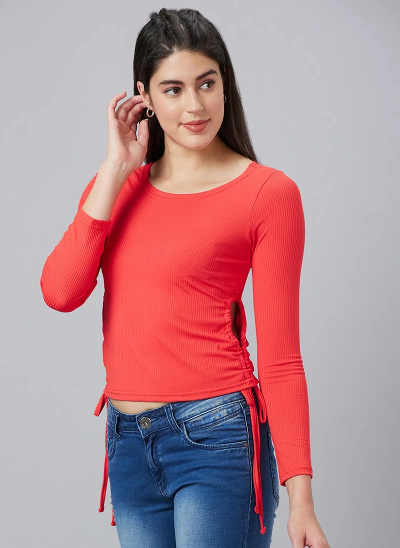 globus Globus Women Long Sleeves Tie-Ups Fitted Top