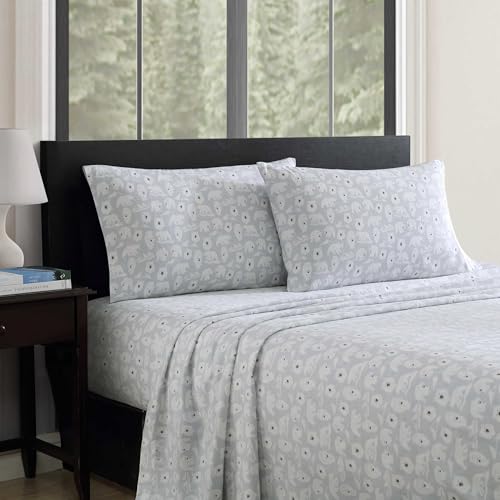 Eddie Bauer Flannel Sheets Twin Size AntiPilling Wrinkle Resistant Cotton Touchably Soft for AllSeason Comfort Bed Sheets with Matching Pillowcase Fitted Sheet Explorer Bears Grey - Image 3