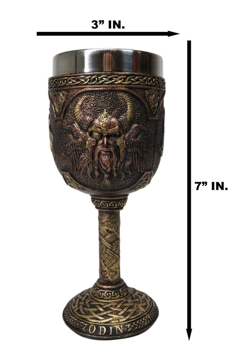 Ebros Gift Ebros Norse Mythology Viking Alfather Odin God Of Asgard 7oz Resin Wine Goblet Chalice With Stainless Steel Liner Asgardian Ruler Thor Loki Sleipnir Celtic Knotwork Base - Image 2