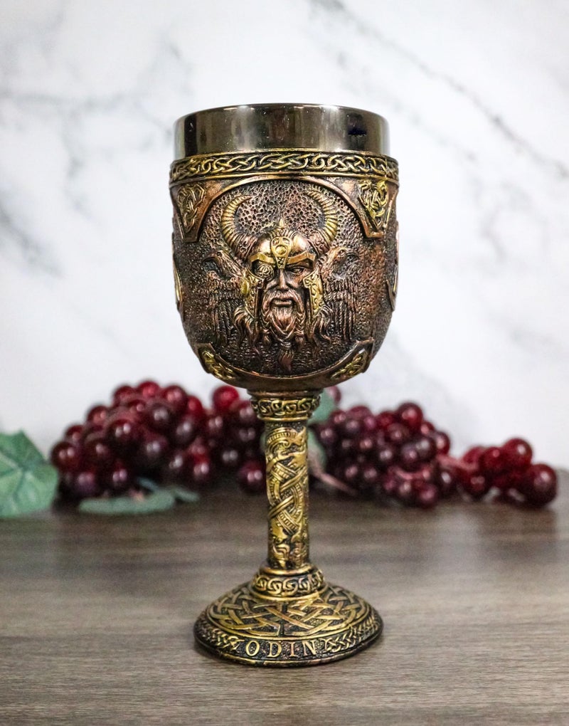 Ebros Gift Ebros Norse Mythology Viking Alfather Odin God Of Asgard 7oz Resin Wine Goblet Chalice With Stainless Steel Liner Asgardian Ruler Thor Loki Sleipnir Celtic Knotwork Base - Image 4
