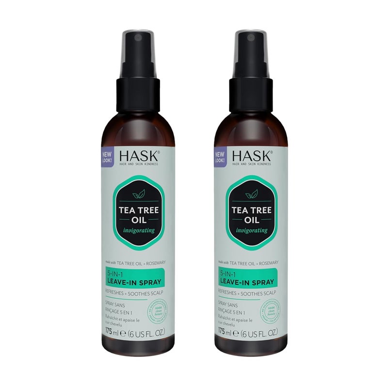 HASK Invigorating TEA TREE OIL 5in1 Leave In Conditioner Spray for all hair types color safe gluten free sulfate free paraben free  TEA TREE 2 PIECE SET