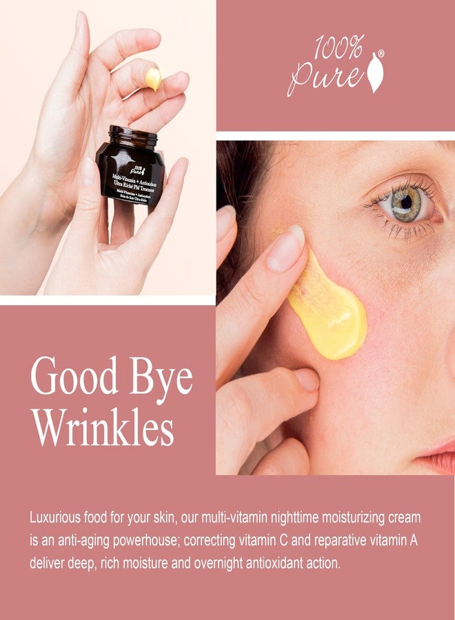 100 % Pure 100% PURE Multi-Vitamin + Antioxidants Ultra Riche PM Treatment Skin Renewing Night Cream Vitamin C & Retinol Facial Moisturizer, Powerful Anti-Aging Moisture Replenishment - 1.5 oz - Image 4