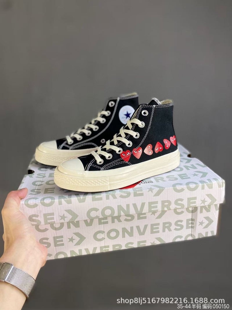 1970s Comme des Garçons Heart Collaboration CDG High-Top and Low-Top Canvas Sneakers for Men and Women Couples