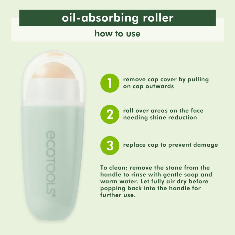 EcoTools Reusable Shine Control Oil Absorbing Facial Roller, Oil Absorbing Volcanic Ash Face Roller, For Oily Skin, Cruelty Free Facial Skincare Tool, Perfect For On The Go, 1 Count - Image 4
