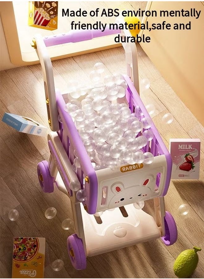 Generic - Children's Shopping Trolley, Double-Layer, can be Played or Stored, Round Wheels, Suitable for a Variety of Surfaces, Including Toy Fruits, Vegetables and Other Accessories, Baby Learning to Walk, Role-Playing, Educational Games, Shopping and Leisure Functions are Diverse, Experience the Fun of Shopping (Green Version) - Image 1