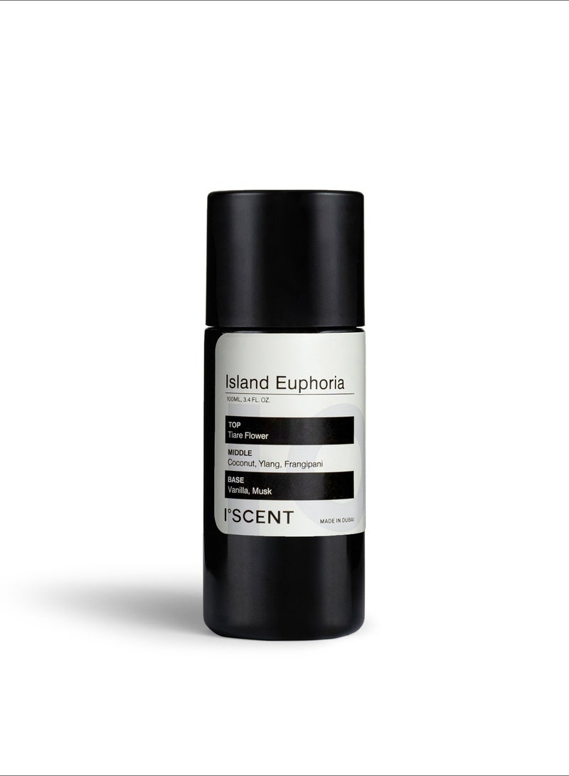 آيسنت ISCENT | Island Euphoria –إعادة تعبئة الزيت لمعطر إينزو-100 مل عطر إستوائي منعش غني بعبير زهرة التياري و جوز الهند و الفانيليا |اجعل من منزلك ملاذا مشمسا و دافئ– - Image 1