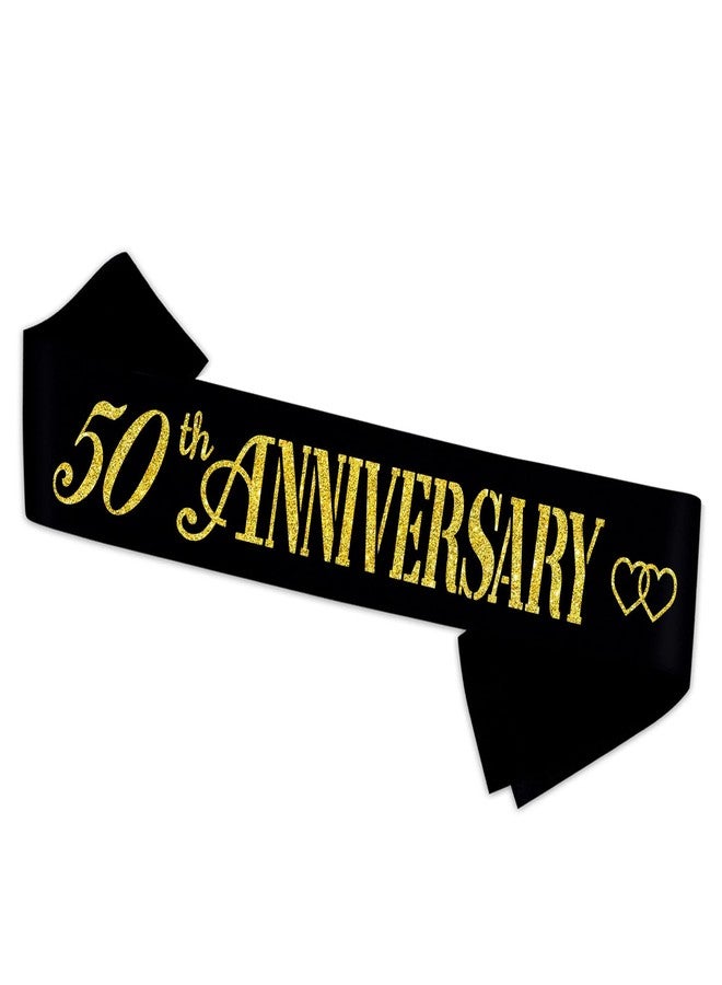 PYQWA 50th Anniversary Sash - Perfect for Happy 50th Wedding Anniversary Party Decors - Soft Black Sash with Gold Foil - 50 Year 50th Anniversary Party Supplies Gift Decors Favors for Husband Wife - Image 2