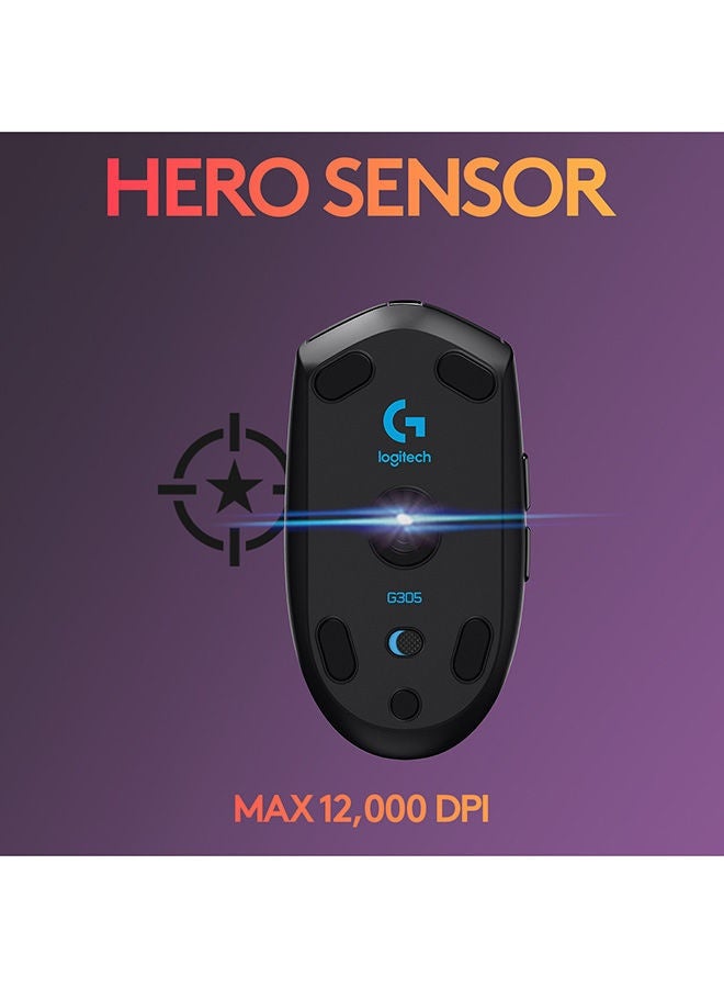 Logitech G305 Lightspeed Wireless Gaming Mouse, HERO Sensor, 12,000 DPI, Lightweight, 6 Programmable Buttons, 250h Battery Life, On-Board Memory, Compatible with PC / Mac Black - Image 3