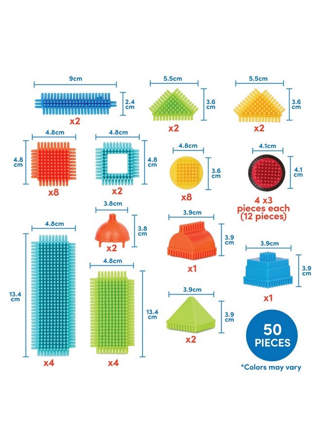 B. Toys - Bristle Blocks Battat 50Piece Bristle Block Bucket Stem Building Set - Image 1