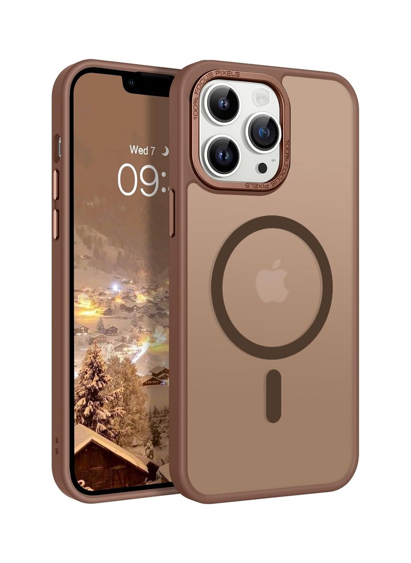 Denx - Matte Magnetic case for iPhone 14 Pro Max , High Grade Drop Protection with Shockproof Strip, Translucent Matte Back Phone Case (Desert Titanium) - Image 1