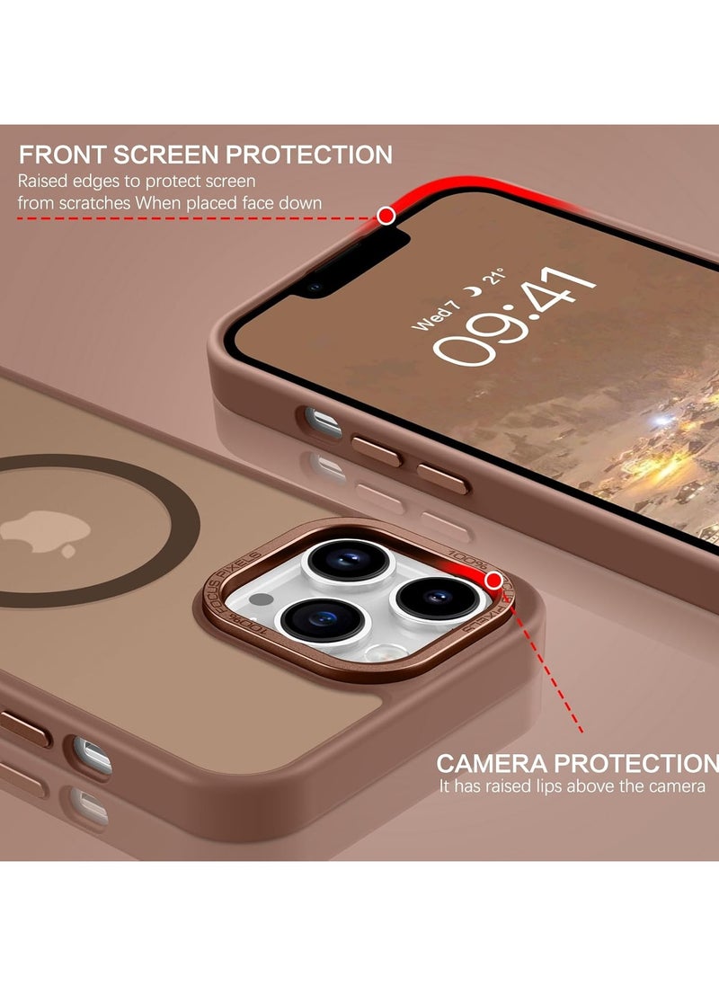 Denx - Matte Magnetic case for iPhone 14 Pro Max , High Grade Drop Protection with Shockproof Strip, Translucent Matte Back Phone Case (Desert Titanium) - Image 1