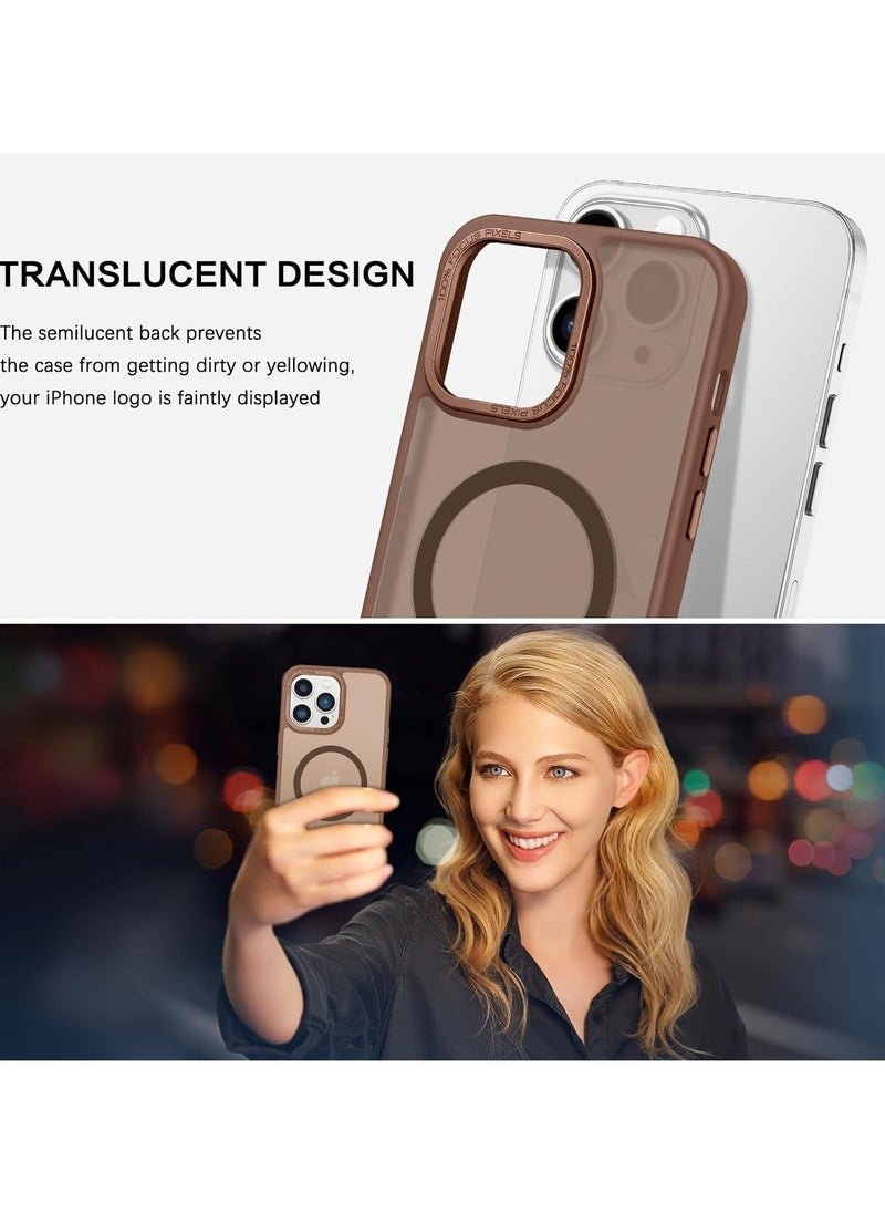 Denx - Matte Magnetic case for iPhone 14 Pro Max , High Grade Drop Protection with Shockproof Strip, Translucent Matte Back Phone Case (Desert Titanium) - Image 1