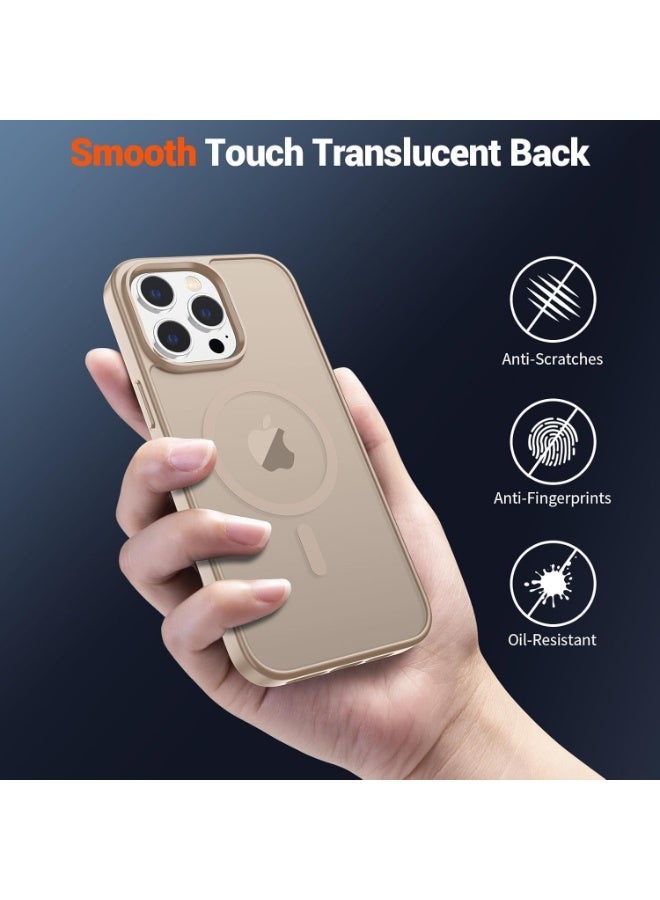ACLIX Matte Magnetic case for iPhone 14 Pro Max , High Grade Drop Protection with Shockproof Strip, Translucent Matte Back Phone Case (Titanium Gold) - Image 4