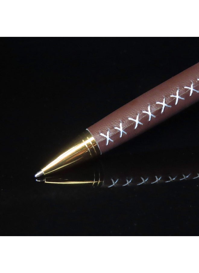 Sovereign-Gear Leather Wrapped Ballpoint Pen For Men And Women - Stylish Faux Leather And Gold Smooth Flowing Non Smudge Ink And Light To Hold - Lovely Presentation Box  - Image 2