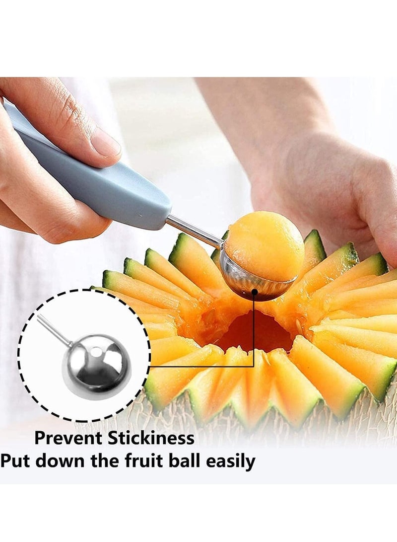 SYOSI مجموعة ملعقة البطيخ 4 قطع 4 في 1 ملعقة البطيخ مجموعة مكاشط الفواكه سكين نحت الفواكه من الفولاذ المقاوم للصدأ مقشر البطيخ قاطع البطيخ أداة مطبخ متعددة الوظائف ملعقة الفواكه ملعقة البطيخ - Image 4