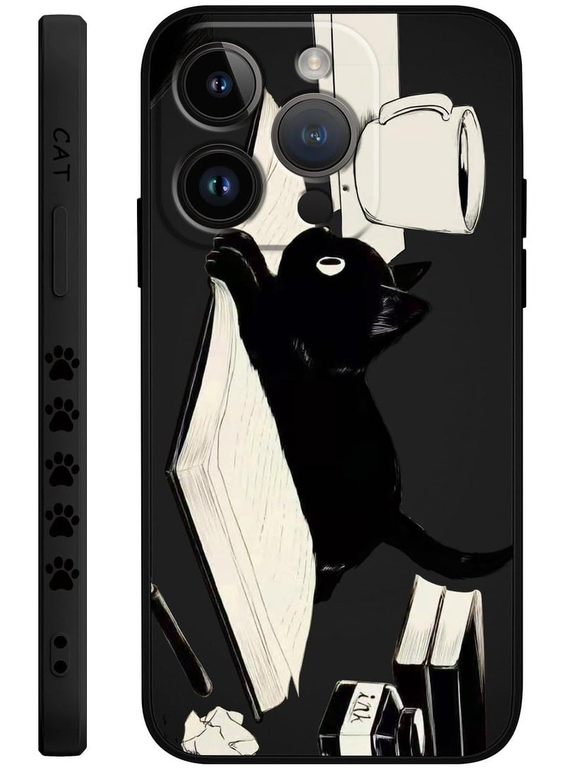 for iPhone 16 Pro Case Anti Scratch Microfiber Lining Phone Cover Silicone Ultra Slim Case for iPhone 16 Pro 6.3 inch-Cat Black - Image 1