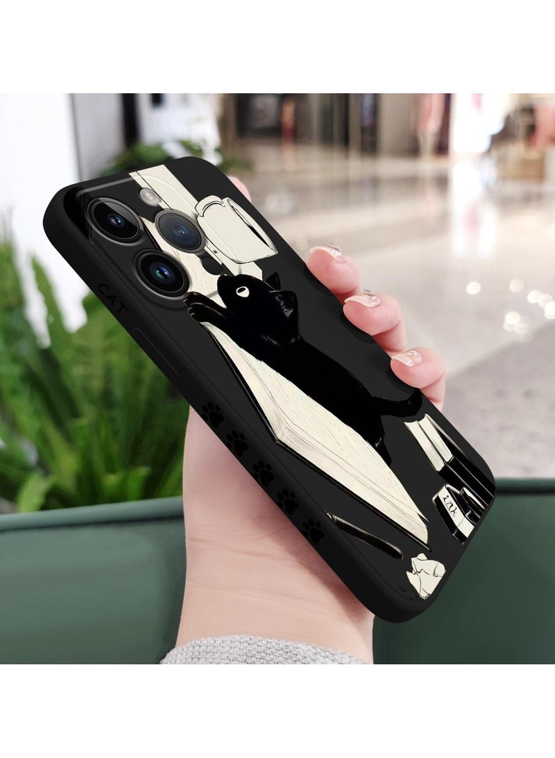 for iPhone 16 Pro Case Anti Scratch Microfiber Lining Phone Cover Silicone Ultra Slim Case for iPhone 16 Pro 6.3 inch-Cat Black - Image 3