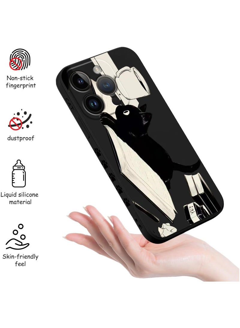 for iPhone 16 Pro Case Anti Scratch Microfiber Lining Phone Cover Silicone Ultra Slim Case for iPhone 16 Pro 6.3 inch-Cat Black - Image 5
