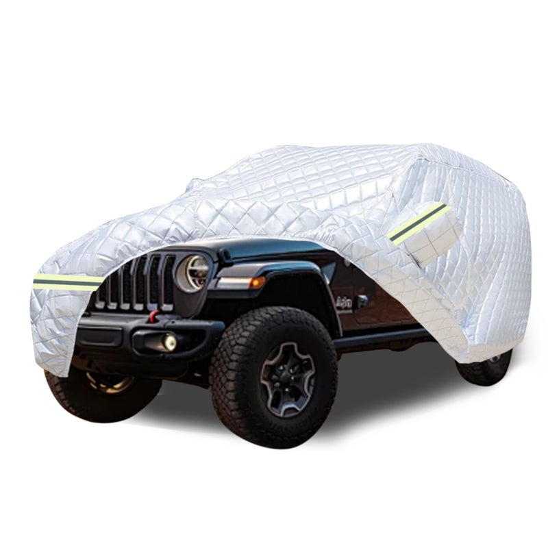 SNKOL 7 Layers Waterproof Heavy Duty Car Covers for Automobiles All Weather Season Anti-Hail UV Protection Snowproof Outdoor 15.4LBS Full Cover Universal Fit SUV 201" to 206" - Image 1