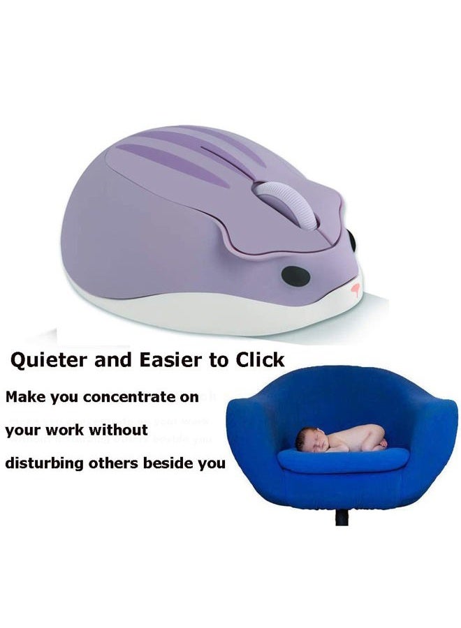 2.4GHz Wireless Mouse Cute Hamster Shape Less Noice Portable Mobile Optical 1200DPI USB Mice Cordless Mouse for PC Laptop Computer Notebook MacBook Kids Girl Gift (Purple) - Image 4