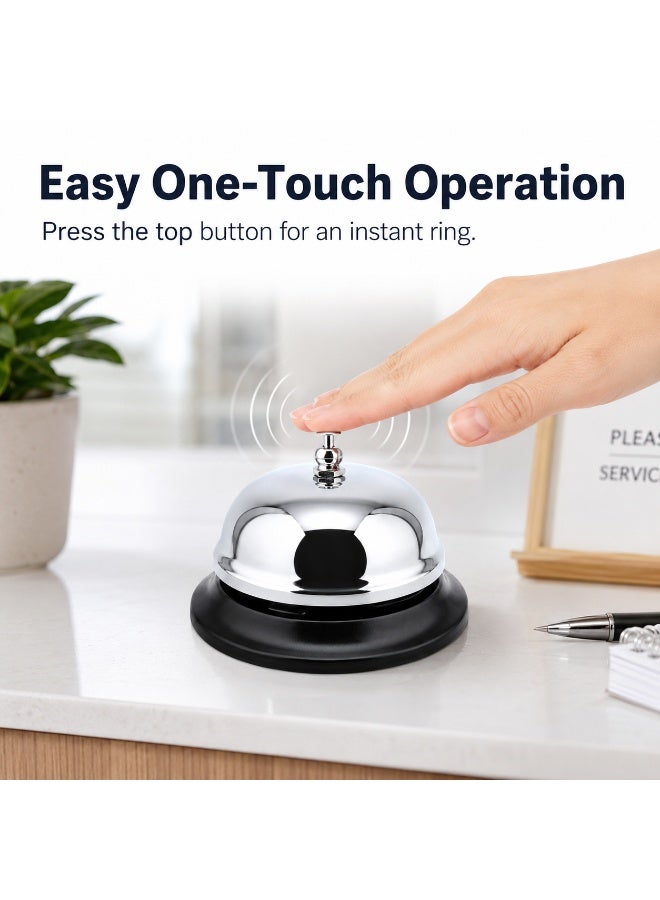 Stainless Steel Desk Call Bell – 3.3in Service Counter Bell for Reception, Hotels, Restaurants, Schools & Offices - Image 4