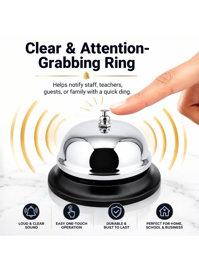 Stainless Steel Desk Call Bell – 3.3in Service Counter Bell for Reception, Hotels, Restaurants, Schools & Offices - Image 5