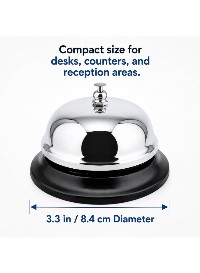 Stainless Steel Desk Call Bell – 3.3in Service Counter Bell for Reception, Hotels, Restaurants, Schools & Offices - Image 3