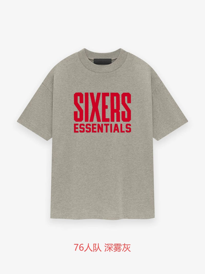 ESSENTIALS summer new T-shirt FOG joint team series short sleeve mens and womens style 76ers Deep Fog Ash 