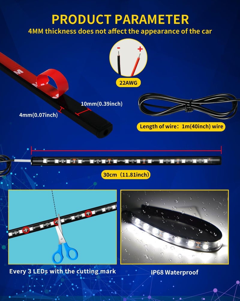 DUOFU365 Car LED Strip Light - 30CM Waterproof Motorcycle Light Strip (6PCS) - Image 3