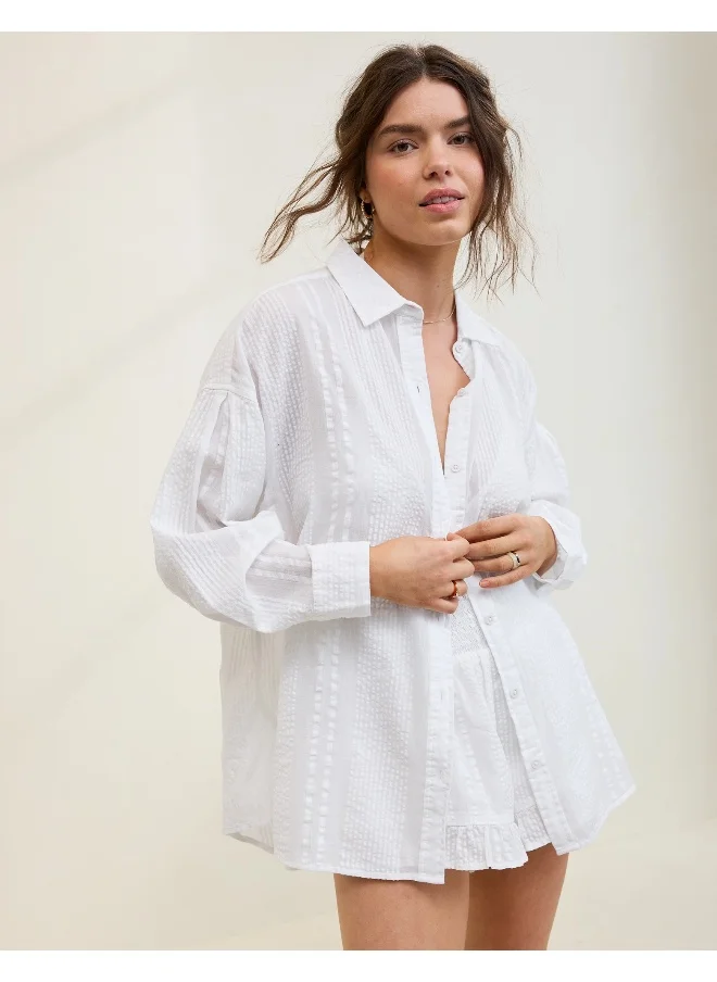 Aerie Aerie Seersucker Cover Up Shirt