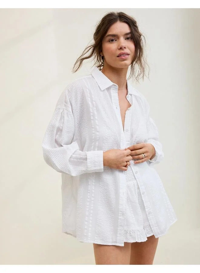 Aerie Aerie Seersucker Cover Up Shirt