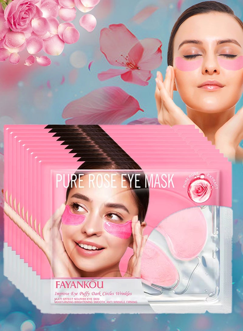 FAYANKOU 10 Pairs Eye Mask Under Eye Mask Anti Aging Eye Patches for Puffy Wrinkles Eyes Moisturizing and Reducing Dark Circles Eye Treatment Skin Care Eye Mask Patches Crystal Eye Sleeping Mask Pure Rose - Image 1