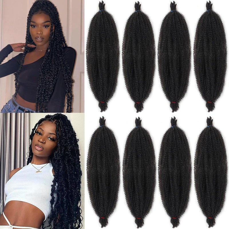 Xtrend 30 Inch Pre-Separated Springy Afro Twist Hair 8 Packs Spring Twist Hair For Distressed Soft Locs Natural Black Long Marley Twist Braiding Hair Synthetic Hair Extension For Women (8 Strands/Pack,1B#) - Image 1