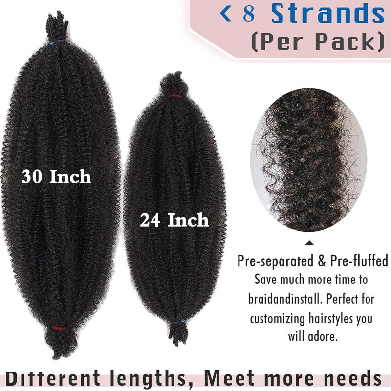 Xtrend 30 Inch Pre-Separated Springy Afro Twist Hair 8 Packs Spring Twist Hair For Distressed Soft Locs Natural Black Long Marley Twist Braiding Hair Synthetic Hair Extension For Women (8 Strands/Pack,1B#) - Image 4