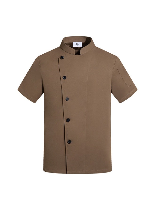 NIBEMINENT Hotel Chef Uniform Thin Western Restaurant Hotel Kitchen Summer Clothes Breathable Dining Chef Overalls Men's - Image 1