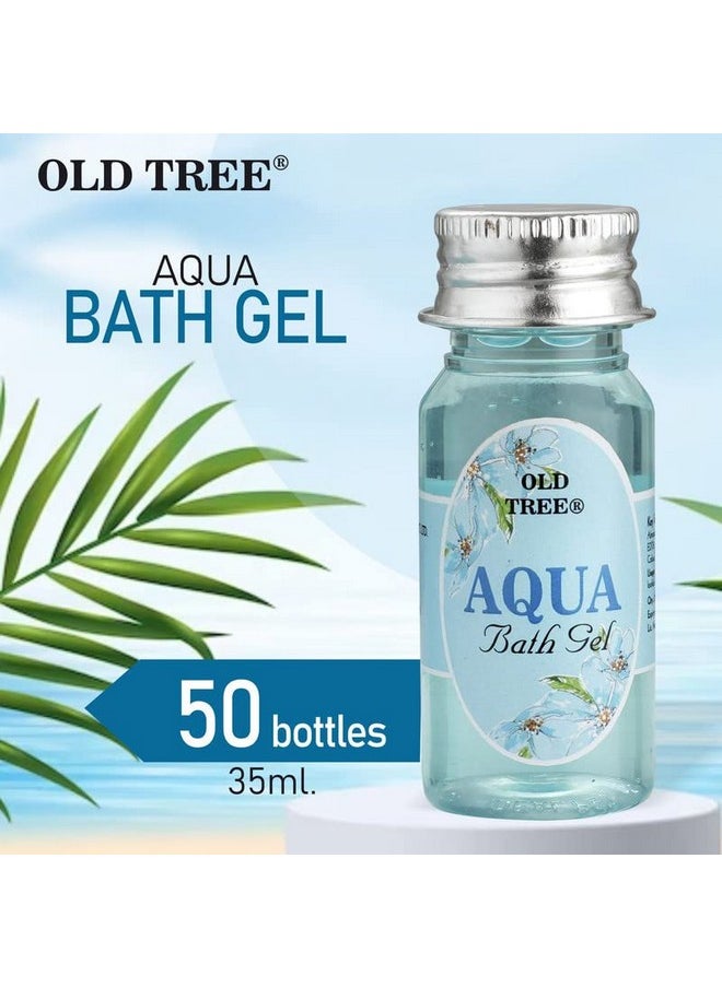 أولد تري مجموعة أدوات الاستحمام Old Tree Aqua بحجم 35 مل - (مجموعة من 50 قطعة) | جل استحمام بحجم مناسب للسفر لغسول الجسم والفنادق وبيوت الضيافة | وسائل الراحة والإكسسوارات الخاصة بالفنادق  - Image 2