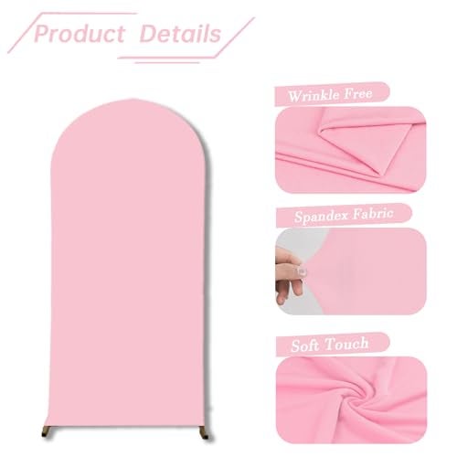 bricia Wedding Arch Backdrop Stand Cover, 7.2FT Double Sided Stretchy Arch Cover Fitted Wedding Birthday Party Banquet Decoration (Pink 86.4''Lx48''W) - Image 4